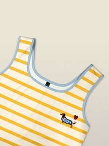 Resyla 女士休闲条纹狗狗刺绣方领衬衫，夏季 - 彩色 - 查看 3