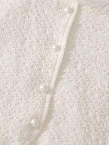 2件套女童蕾丝提花针织背心上衣和短裤，两件套 - 白色 - 查看 7