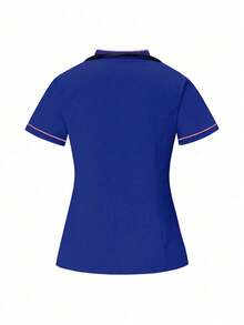 TaskEZ Conjunto de uniformes médicos: Top de cuello en V de manga corta y pantalones para trabajadores de la salud - azul real - Ver 6