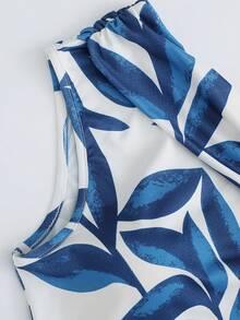 Franclia Bộ đồ nữ thời trang thường ngày đa năng in họa tiết xếp ly vai, phối cùng quần trắng và thắt lưng, set đồ công sở mùa xuân/hè, bộ 2 mảnh nữ mùa xuân/hè, thích hợp cho đi chơi, du lịch, đi làm hàng ngày. - trắng - Xem 3