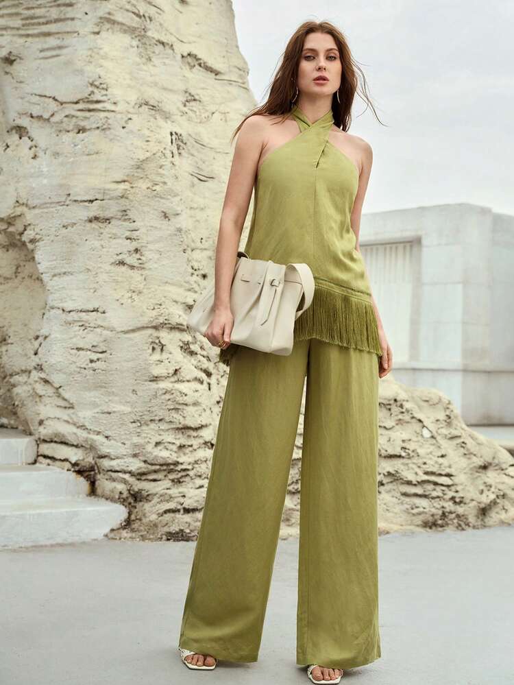 LINEN BLEND DRAWSTRING WAIST SUIT PANTS, SPRING/SUMMER