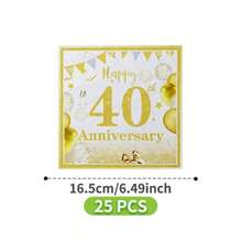 Gold Balloons 40th Anniversary Disposable Plates, Napkins And Cups Set, Serves 8 Guests. This Disposable Party Supplies Set (Including Plates, Napkins And Cups) Is Perfect For Birthday Parties, Weddings And Family Picnics. - View 7