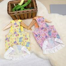 PETSIN Quần áo cho chó, quần áo cho mèo, váy cho thú cưng, bộ sưu tập xuân/hè mới, váy cho cún con, váy công chúa đa năng, họa tiết kẻ sọc, quần áo cho động vật nhỏ, kem chống nắng mát mẻ - Nhiều màu - Xem 8