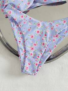 Swim Mod Women's Floral Print Twist Front Bikini Set, Beach Vacation Style - Multicolor - View 4