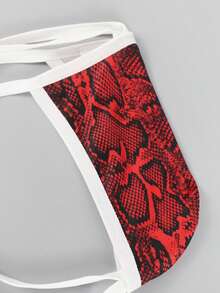 男士蛇皮印花镂空性感三角裤 - 紅色 - 查看 8