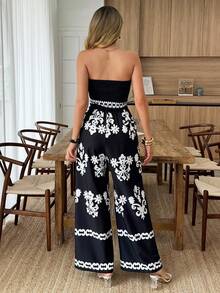 Louniche Mono de mujer con estampado floral grande de unicolor, talla estándar, informal para vacaciones - Multicolor - Ver 2