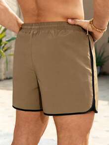 Zalmeno Quần short đi biển nam màu trơn, kiểu dáng tối giản. - Màu Khaki - Xem 2