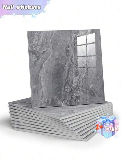 10 صفائح تكسو مساحة 0.9 متر مربع بديل بلاط الرخام الرمادي الداكن، مضاد للماء ومانع للرطوبة ذاتي اللصق من الألومنيوم والبلاستيك لتجديد ديكورات الجدران، ومناسب لأعياد الحب وأعراس الفالنتاين وأعياد الميلاد