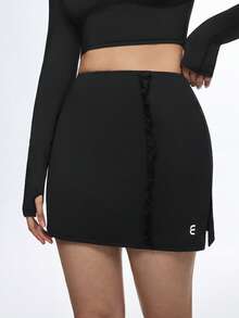 Eassivo 女士运动裙裤，带口袋，瑜伽服 - 棕色 - 查看 1