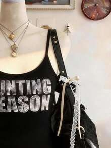 Lalippa 闪亮水钻字母设计简约时尚礼物，送给她 - 黑色 - 查看 3