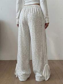 SHEIN EZwear Women's Elastic Waist Leopard Print Rider Pattern Loose Wide Leg Casual Pants - Multicolor - View 2
