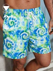 Surfspeed Quần short đi biển nam in họa tiết nhuộm tie-dye, cạp chun có dây rút và túi hai bên. - màu xanh lá - Xem 7