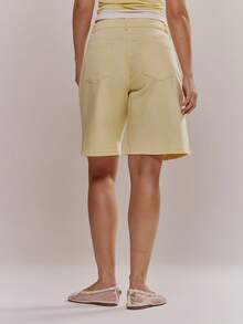 MUSERA Mid Rise Wide Leg Pastel Denim Jorts Spring Summer Cute Girly Holiday Vacation Beach Everyday Casual Sorbet - Pale Yellow - View 4