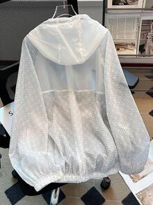 Airaco Casual Geometric Print Hooded Jacket, Spring/Summer - White - View 2