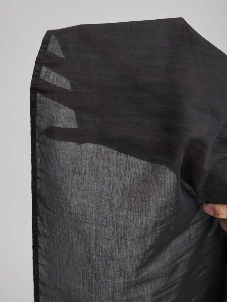 2026SS Sheer, Graduation Outfit, 2025 New Arrival, Summer Women's Clothing, Women's Apparel, Urban Style Round Neck Sleeveless Semi-Sheer Side Button Long Blouse, Fashionable Casual Business Attire