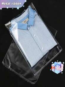 100 个 9.8x13.7 英寸透明大号可重复密封密封玻璃纸袋、透明塑料袋、自粘包装袋、透明 OPP 袋，适用于衣服、礼品、饰品、糖果等。返校情人节、情人节婚礼、生日储物容器 - 無色 - 查看 1