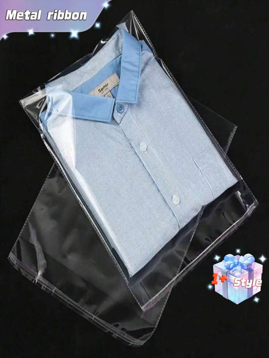 100 个 9.8x13.7 英寸透明大号可重复密封密封玻璃纸袋、透明塑料袋、自粘包装袋、透明 OPP 袋，适用于衣服、礼品、饰品、糖果等。返校情人节、情人节婚礼、生日储物容器 - 無色 - 查看 1