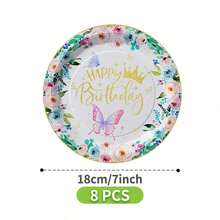 Bộ đĩa, khăn ăn và cốc dùng một lần màu hồng nhạt hình vương miện bướm, phục vụ 8 người. Bộ đồ dùng tiệc dùng một lần này (bao gồm đĩa, khăn ăn và cốc) rất phù hợp cho các bữa tiệc sinh nhật, đám cưới và dã ngoại gia đình. - Xem 10