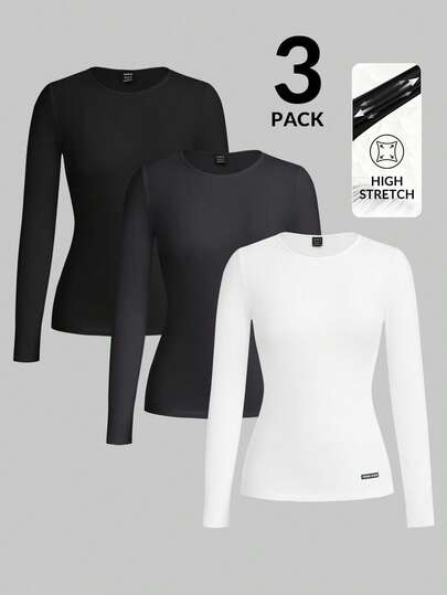 TaskEZ Solid Color Fitted Long Sleeve Scrub Uniform Top