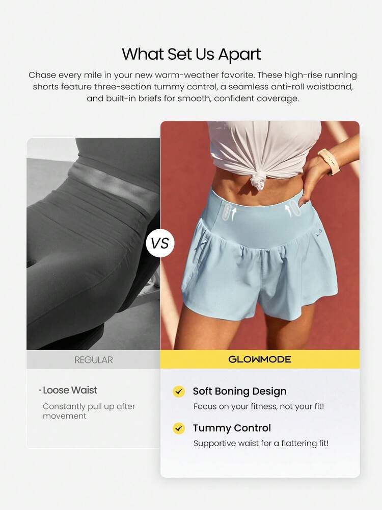 4" VitalSwift Chase Every Mile High-Rise Anti-Roll Tummy Control Lightweight Quick-Dry Odor Control Built-In Briefs Running Shorts Training Tennis Jogging Running Workout Gym Wear