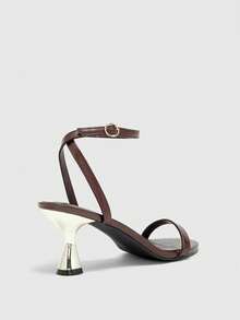 CUCCOO CHICEST 女士搭扣设计优雅高跟凉鞋，适合日常穿着 - 棕色 - 查看 5