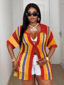 Maweii 女士针织开衫，半袖，纽扣设计，半透明，常规款式，性感派对度假春夏风格，适合挤奶女工等夏季穿着，也适合参加节日狂欢派对。 - 彩色 - 查看 5