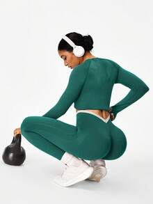 Easithlete Bộ 2 quần legging dệt kim liền mạch dành cho nữ, màu đen và xanh đậm, cạp chữ V, ôm sát, thoải mái, co giãn, thích hợp cho yoga/thể dục, phù hợp cho mùa xuân, hè, thu và đông, kiểu dáng và màu sắc phổ biến. - Nhiều màu - Xem 7