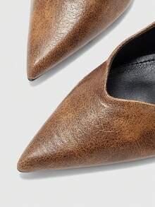 CUCCOO BIZCHIC Pointed Toe Strap Thin Heel Elegant High Heel Versatile Women Pumps Spring Shoes - Light brown - View 5