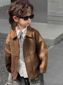 DAZY Áo khoác trẻ em Retro Casual Brown, Thu - màu nâu - Xem 6