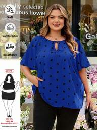 SHEIN CURVE+ Kurvenreich Plus /Valentinstag/Große Größen Rüschen Herz-förmige Frühlings- und Sommer-Shirts, Valentinstag Shirts