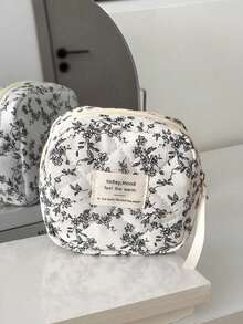 1 Túi đựng mỹ phẩm in hình, Túi đựng mỹ phẩm du lịch xách tay, Túi đựng mỹ phẩm có khóa kéo, Túi đựng đồ dùng cá nhân khi đi du lịch. - màu đen - Xem 10