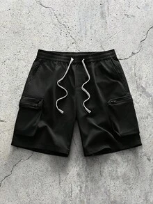 EVRINFINITE Men's Drawstring Waist Cargo Pocket Casual Streetwear Shorts, Hip-Hop Street,Sports Shorts - Black - View 1