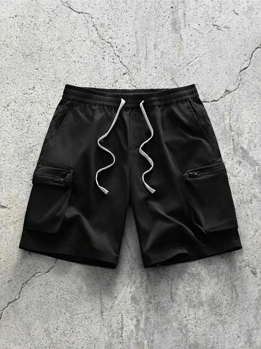 EVRINFINITE Men's Drawstring Waist Cargo Pocket Casual Streetwear Shorts, Hip-Hop Street,Sports Shorts - Black - View 1