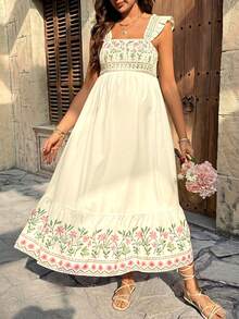 Lyckli Vestido casual de maternidad con estampado floral sin mangas - Albaricoque - Ver 3