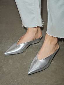 2025秋冬季 KD 2024 欧美风复古刺绣高跟长筒牛仔靴，过膝，优雅，穆勒鞋，高贵 - 銀色 - 查看 4