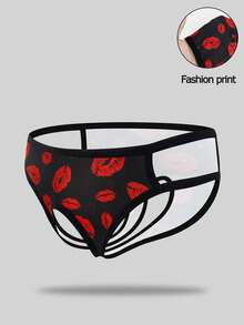 SHEIN DrisQ Quần lót nam gợi cảm in hình môi - Nhiều màu - Xem 1
