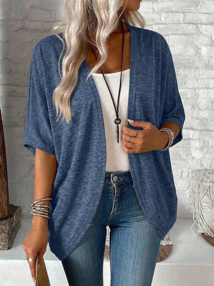 EMERY ROSE Women's Solid Color Casual Versatile Lightweight Jacket For Daily Wear - Blue - View 1