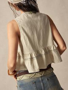 Bohemela Women's Casual Woven Printed V-Neck Tank Top - Apricot - View 7