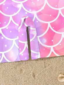 SHEIN Tween Girl Fish Scale Tie-Dye Long Sleeve Romper Swimsuit,Cute Pink Modest Rash Guard For Kids Girls,Summer Beach Holiday Teenage Swimming Clothes - Multicolor - View 5