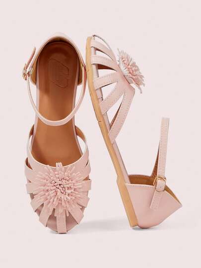 CUCCOO DOLLMOD Sandales d'été et de printemps pour femmes, sandales romaines à fines lanières ajourées avec fleurs. Sandales femme à bout rond, semelle épaisse antidérapante, décontractées et confortables