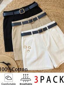 Editum 2 Packs Slant Pocket Shorts Without Belt Summer Clothes Women's Pants Women's Shorts Women Summer Shorts Cotton Shorts For Women Womens Shorts With Pockets Shorts For Women Spring Dress Shorts For Women - Multicolor - View 2