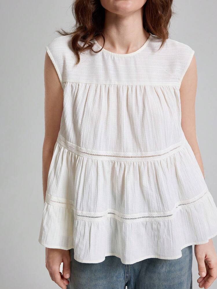 White Top Women's Solid Color Minimalist Casual Crew Neck Top All-Season Versatile Modern Urban Fashion Business Casual Women's Wear Office Attire Understated Old-Money Style, Elegant And Sophisticated, High-Quality Commuter And Airport Women's Wear Bohemian Style Vacation Outfits,Boho,Seaside Women's Clothing, Country Music Concert Style, Western Style Clothing, Nomadic Casual Fashion