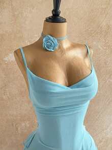 Soleia Đầm nữ in họa tiết hoa cổ điển nhiều màu sắc, cổ xếp ly, gấu đầm bồng bềnh, kiểu dáng đi nghỉ mát. - Màu xanh bạc hà - Xem 5