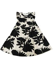 EMERY ROSE Women's Round Neck All-Over Print Pleated Casual Party & Travel Mid-Length Dress - Multicolor - View 5