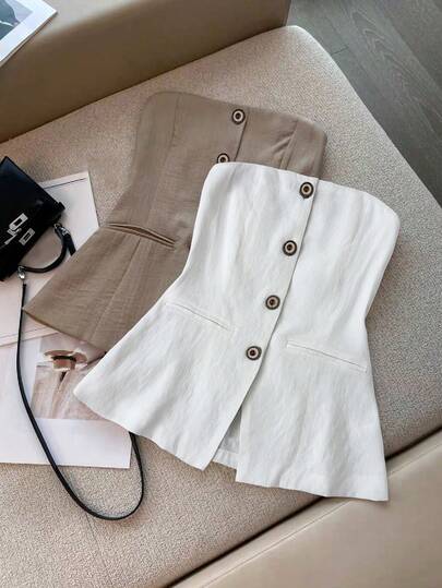 Resyla New Bandeau Waist Vest Suit, Retro Casual Fashionable Top For Women