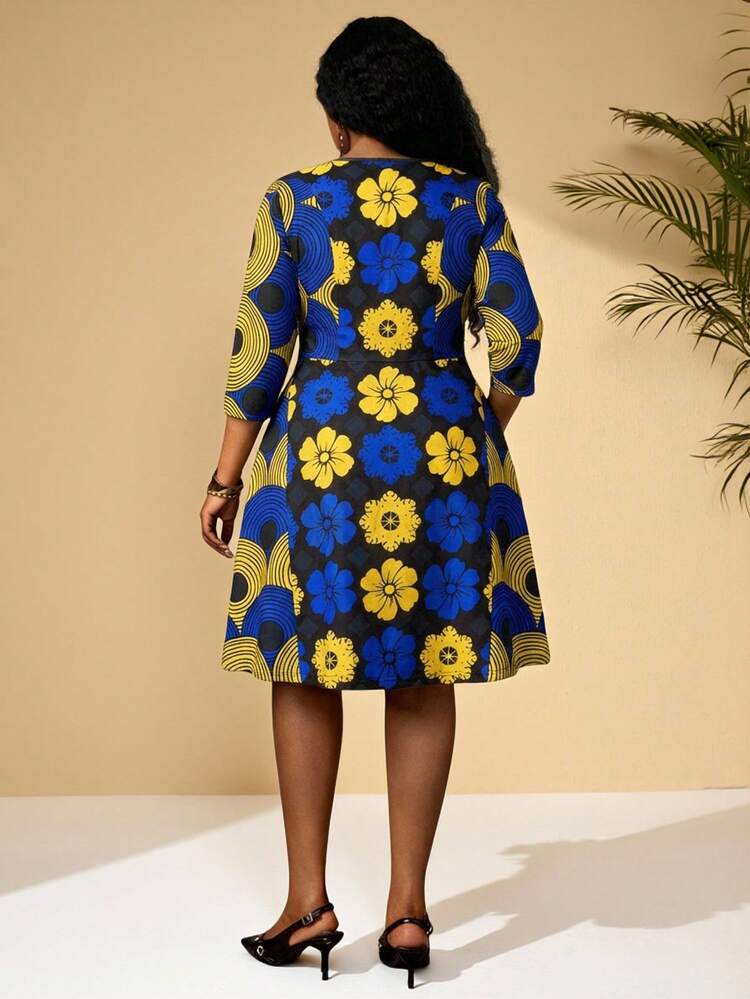 Plus Size Women Floral Print Zip-Up Casual Versatile Long Jacket For Daily Wear Ankara African Plus Size Women African Print For Women African Print Blazer