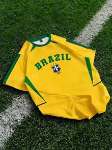 Aesthetic Post 男士字母印花圆领休闲宽松T恤 - 彩色 - 查看 1