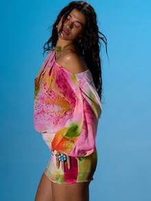 MUSERA Đầm ngắn dáng phồng, lệch vai, tay bồng, ôm sát, gợi cảm, thích hợp cho mùa hè, đi biển, nghỉ mát, câu lạc bộ Ibiza, cơn sốt nhiệt đới. - Nhiều màu - Xem 3