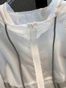 Airaco Casual Geometric Print Hooded Jacket, Spring/Summer - White - View 4