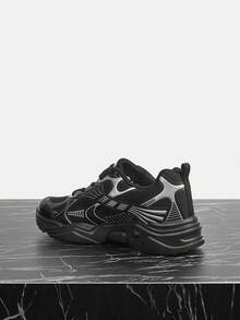 Vate Women's Silver Thick Sole Chunky Sneakers, Comfortable & Breathable - Black - View 5